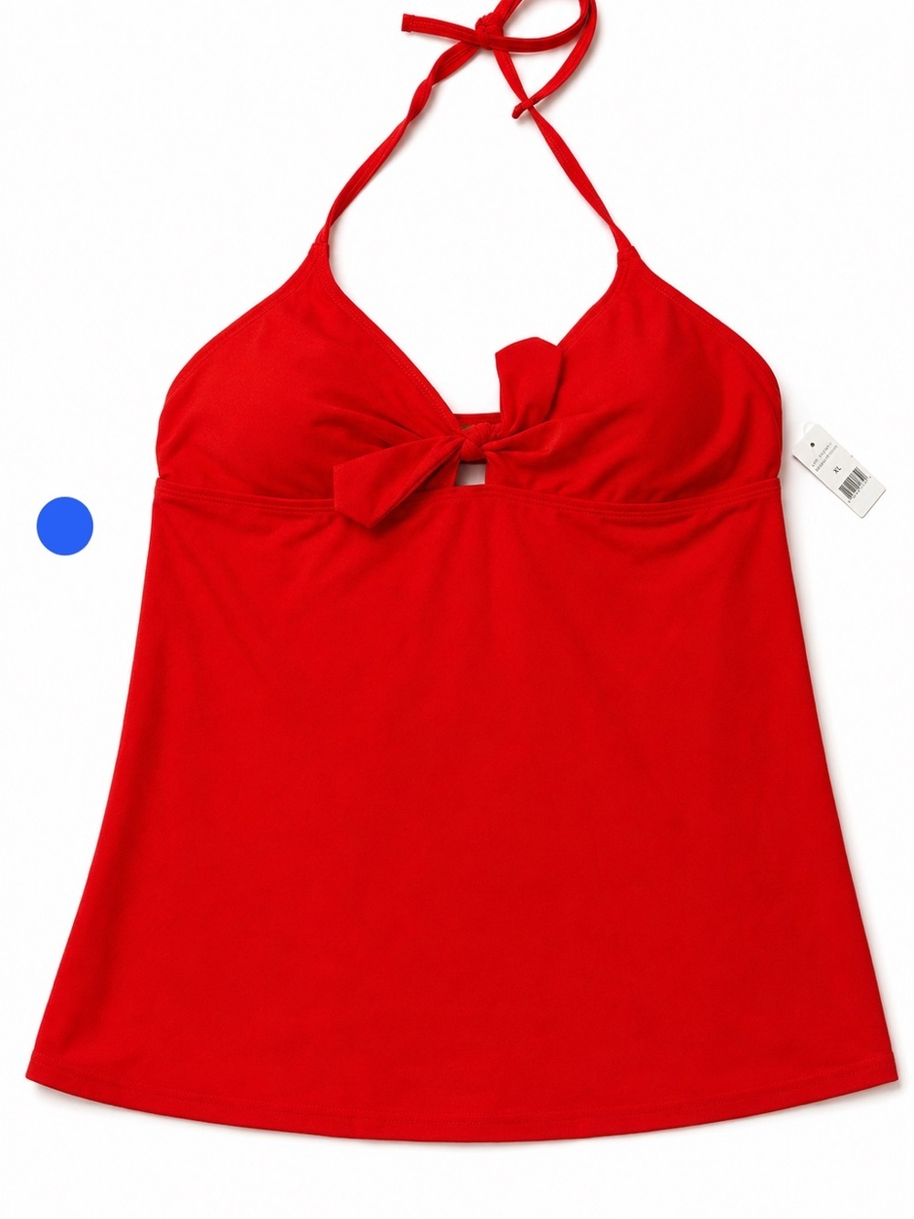 NWT dipp Red Bow Front Tankini Swim Top XL Halter Flowy Swimwear